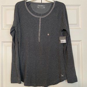 Eddie Bauer Waffle Henley-Stripe top